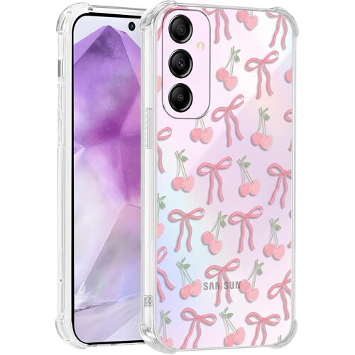 Transparente Coque Pour Samsung Galaxy A55 5G, Noeud Papillon Cerise Aesthetic Motif Étui Mignon Design Housse Pour Filles, Silicone Cover Anti-Rayures Protection Case Pour Samsung [HOU996747]