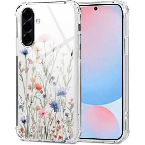 Transparente Coque Pour Samsung Galaxy A56, Fleur Plantes Aesthetic Motif Étui Mignon Design Housse Pour Filles, Silicone Cover Anti-Rayures Protection Case Pour Samsung A56 6,7"",C[Hou996732]