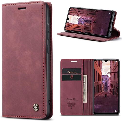 SJZG-Coque Pour Huawei P30 Lite Portefeuille Étui, Housse Flip En Cuir Pu Protection Pochette Wallet Case, [Magnétique] [Kickstand] [Rfid] Huawei P30 Lite Porte Carte Cover, Rouge