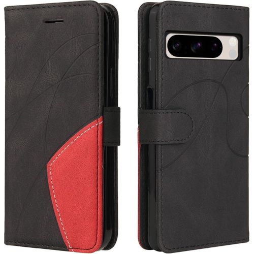 Kal-Coque Google Pixel 8 Pro, Étui Flip Magnétique Antichoc En Cuir Pu Avec Portefeuille, Protection Case, Noir