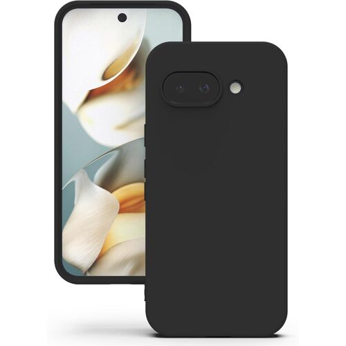 ELVORIX-Coque pour Google Pixel 9a, Coque TPU Aspect Silicone Liquide avec Doublure, Protection Caméra et Écran 1mm, Fine et Légère, Anti-Rayures, Noir