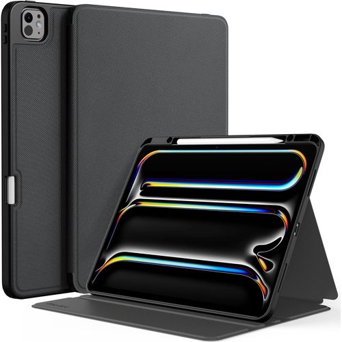LORANKA-Coque pour iPad Pro 13 M4 2024 avec Porte-Stylo, Étui Fin Support Folio Fin, Visualisation Multi-Angles, Noir