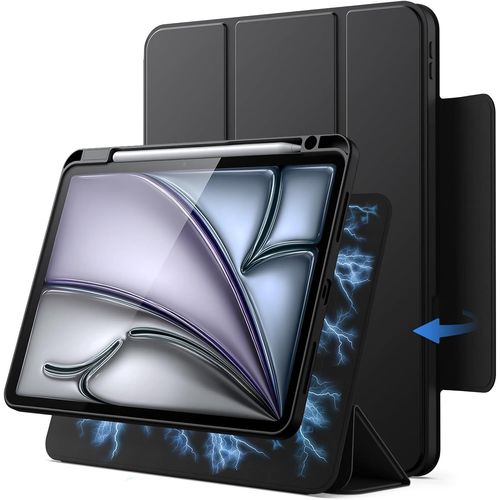 Ljhid-Coque Magnétique Détachable Pour Ipad Air 11 Pouces M3/M2 (2025/2024), Ipad Air 5¿/4¿ Avec Porte-Stylet, Étui Housse Rotative Amovible, Support Portrait/Paysage (Noir)