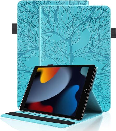 KALANKA-Coque per iPad 10,2 Pouce 9¿¿me G¿¿n¿¿ration 2021/iPad 8¿¿me G¿¿n 2020/iPad 7¿¿me G¿¿n 2019 ¿¿tui Cuir PU Housse de Protection Flip Portefeuille Cover Case avec Fonction Support, Turquoise