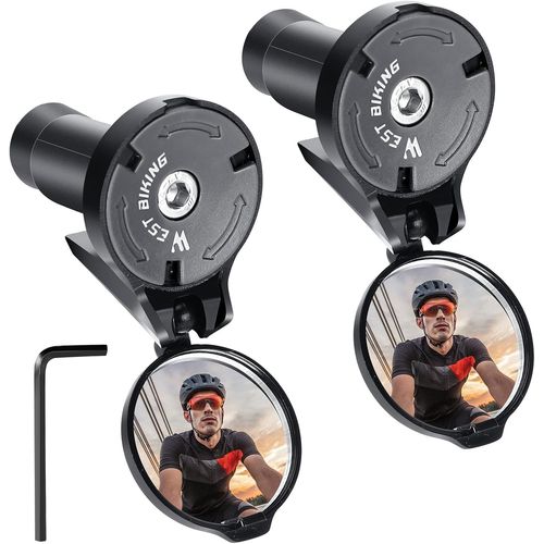 Retroviseur Velo, 2 Pièces Retro Velo, Hd 360° Réglable Retroviseur Trotinette Electrique Pliable, Pour Guidon 16-22 Mm, Retroviseur Embout De Guidon, Pour Vélo Électrique, De Route, Vtt