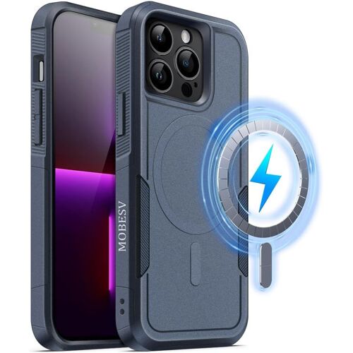 SJZG-Coque Magnétique Pour Iphone 13 Pro Max 6,7 Pouces, Étui Compatible Avec Magsafe, Housse De Téléphone Antichoc Mat Satiné (Bleu Royal)