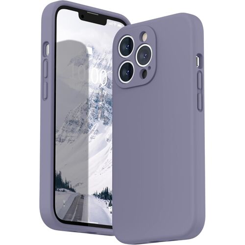 Coque Silicone Liquide Compatible avec iPhone 13 Pro 6,1 Pouces, Protection Individuelle pour Chaque Objectif ?paissie Silicone Premium Etui pour iPhone 13 Pro 6,1 Pouces, Gris Lavande