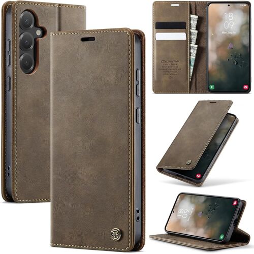 SJZG-Coque Pour Samsung Galaxy S24 Plus Pochette, Housse En Cuir Pu Premium, Etui À Rabat, Pochette De Portefeuille, Antichoc, Rfid Blocage Étui De Protection Pour Galaxy S24 Plus, Café