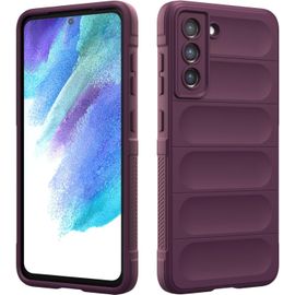 Coque En Silicone Compatible Avec Samsung Galaxy S21 Fe, Étui Protection Antichoc, Housse Avec Protege De Camera, Doublure Douce En Tissu Microfibre Protection Complète (Violet Foncé)