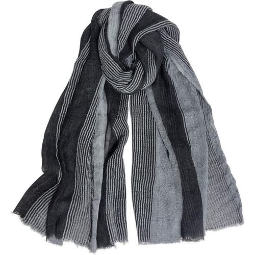 Jfkjg-Hommes Mode Foulard Echarpe De Plissée Rayée Confortable Coton Lin Hiver Étoles Châle