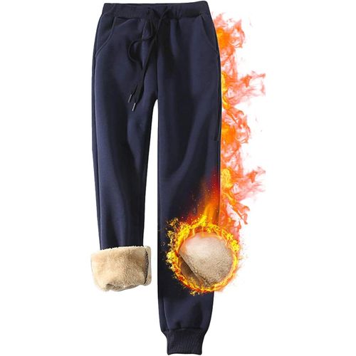 Jfkjg-Femme Pantalon De Jogging Hiver Chaud Polaire Doublée Legging Épais Pantalon De Sport Avec Poches Et Cordon De Serrage Tracksuit Bottoms Sportif Harem Pants Casual