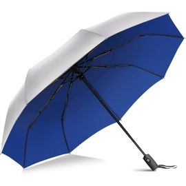 Jfkjg-Soleil Parapluie Automatique Pliant,Upf 50+ Ombrelle Anti Uv,Compact Umbrella Solide Anti Tempête,Petit Parapluies Avec Revêtement Argenté De Voyage Pour Homme Et Femme