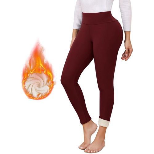 Jfkjg-Legging Polaire Femme Hiver Chaud Thermique Pantalon Taille Haute Élastiques Doublé Polaire Leggings Femme Pour Exercice De La Vie Quotidienne