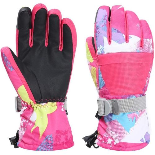 Jfkjg-Gants De Ski D'hiver, Mitaines De Neige À Écran Tactile Pour Enfants, Planche À Neige, Gants D'enfants En Cuir À Manchette Longue Et Doublure Imperméable Pour Garçons Et Filles, Sports De Plein