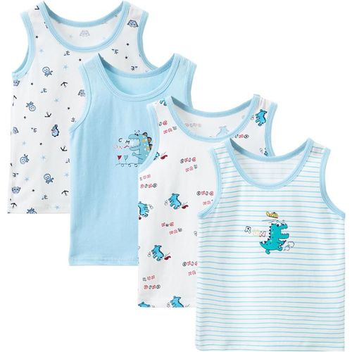 Jfkjg-Garçons Gilets À Col Rond Sous-Vêtements, T-Shirt Respirant Sans Manches, Débardeurs En Coton Doux Pour Enfants, Sous-Vêtements Blancs Ou Imprimés Pour Enfants De 2 À 10 Ans