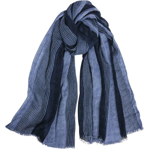 Jfkjg-Hommes Mode Foulard Echarpe De Plissée Rayée Confortable Coton Lin Hiver Étoles Châle