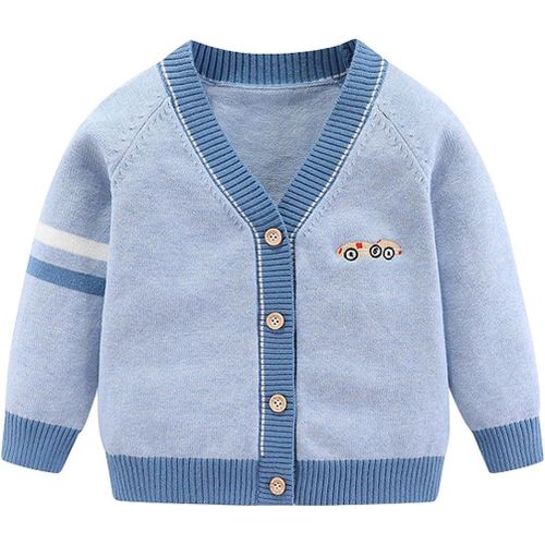 Jfkjg-Tout-Petits Garçons Cardigan Pull En Coton À Col En V Pour Petits Garçons Veste À Manches Longues Pour Enfants Boutons En Tricot Pour L'automne Et L'hiver