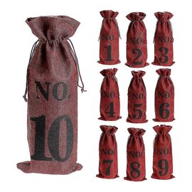 Sacs À Vin En Toile De Jute Pour Dégustation À L'aveugle | Numéros De Table De Mariage Rustiques | Lot De 10 Sacs À Vin Réutilisables