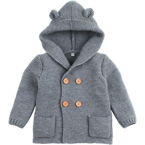 Jfkjg-Cardigan Bébé Manteaux À Capuchon Garçons Filles Tricoté Vestes Pull Chaud Vêtements D'extérieur