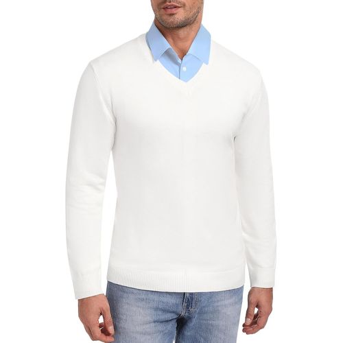 Jfkjg-Pull Homme Col V Cardin Hommes Pull En Maille Pull En Coton Classiques
