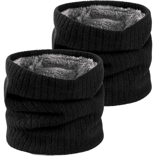Qxer-2 Pièces Tour De Cou Pour Femme Et Homme, Polaire Cache Cou, Gaiter Masque Cagoule Cache-Cou Hiver Écharpe Coupe-Vent Ski Élastique Épais Snood Pour Moto Ski Marche Course Voyage, Noir