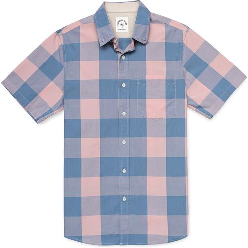 Jfkjg-® Chemise Homme Manches Courtes Carreaux Manche Courte Décontractée En Coton Avec Poche Western Regular Fit