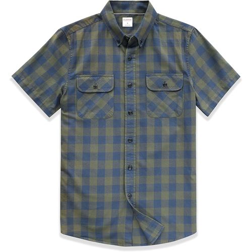 Jfkjg-® Chemise Homme Manches Courtes Carreaux Manche Courte Décontractée En Coton Avec Poche Western Regular Fit