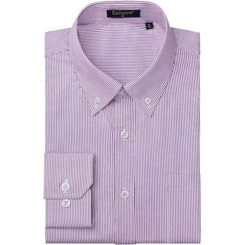 Jfkjg-Chemise Homme Manches Longues Rayure Chemises Ajustée Boutonnée Chemises Habillées Business Homme
