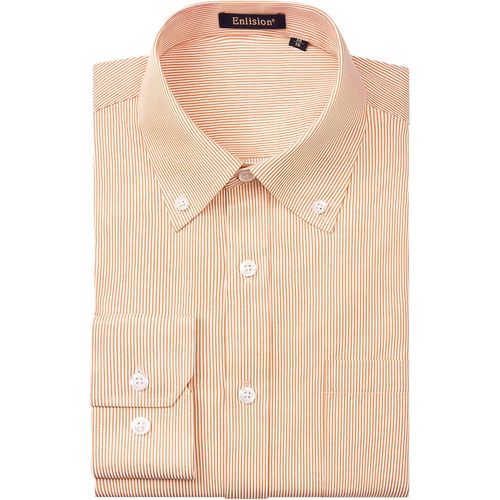 Jfkjg-Chemise Homme Manches Longues Rayure Chemises Ajustée Boutonnée Chemises Habillées Business Homme