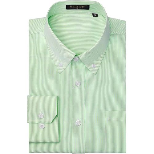 Jfkjg-Chemise Homme Manches Longues Rayure Chemises Ajustée Boutonnée Chemises Habillées Business Homme