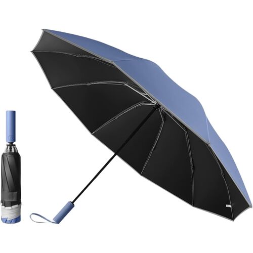 Grand Voyage Parapluie Pliant inversé,Protection UV/UPF 50,10*2 baleines,Golf Automatique Ouverture et Fermeture Résistant au au Vent,Solide Anti Tempete Sac à Dos pour Homme et Femme