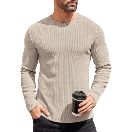 Jfkjg-Pull À Col Rond Pour Homme - Coupe Ajustée - Léger - Manches Longues - Décontracté - Pull En Tricot