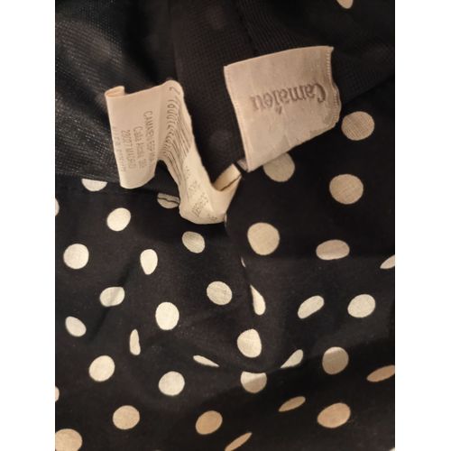 Jupe Courte Camaeu Fond Noir Pois Blancs T 38