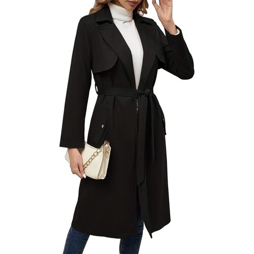 Jfkjg-Trench Long Pour Femme - Mode Automne Hiver - En Daim Synthétique - Cardigan Coupe-Vent - Trench Avec Poches