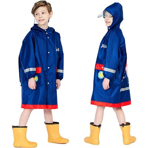 Jfkjg-Poncho Pluie Á Capuche Enfants Combinaison Imperméable Manteau Cape Vetement Veste Léger Long Réfléchissant Randonnée Running Sport Animal Imprimé Unisexe Filles Garçons 3-12 Ans