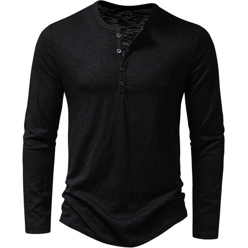 Jfkjg-Chemise Henley Décontractée À Manches Longues/Courtes Pour Homme, Coupe Musclée, 4 Boutons, Coupe Ajustée