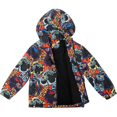 Jfkjg-Veste Imperméable Enfant Garçon Avec Doublure Polaire Veste Chaud Coupe Vent À Capuche Blouson De Pluie Automne/Hiver Pour Enfants 3 12 Ans