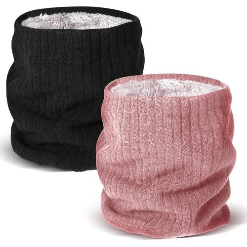 Sept-2 Pcs Écharpe Cache-Cou Thermique Guêtre De Cou Double Couche Tour De Cou Tricoté Coupe-Vent Pour Hiver