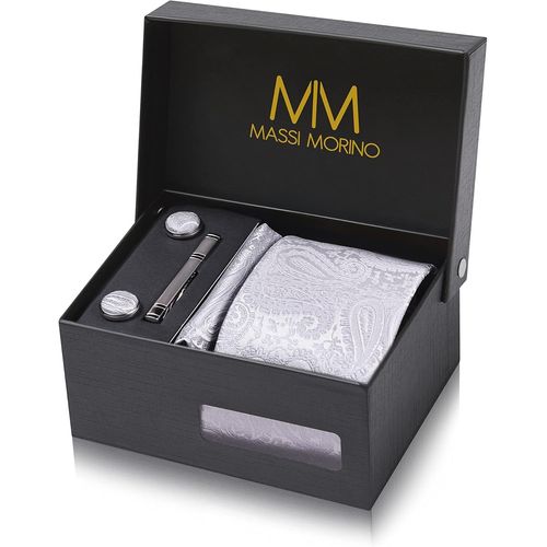 Jfkjg-Cravate Homme - Avec Mouchoirs De Poche, Boutons De Manchette Et Pinces À Cravates | Coffret Cadeau | Accessoires De Fete De Mariage