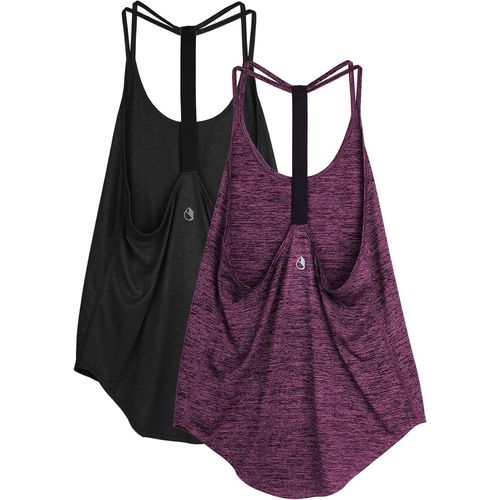 Slep-Lot De 2 Débardeurs De Sport Sans Manches Pour Femme ¿ Fitness Top Avec Dos En T, Yoga Gym Tank Top