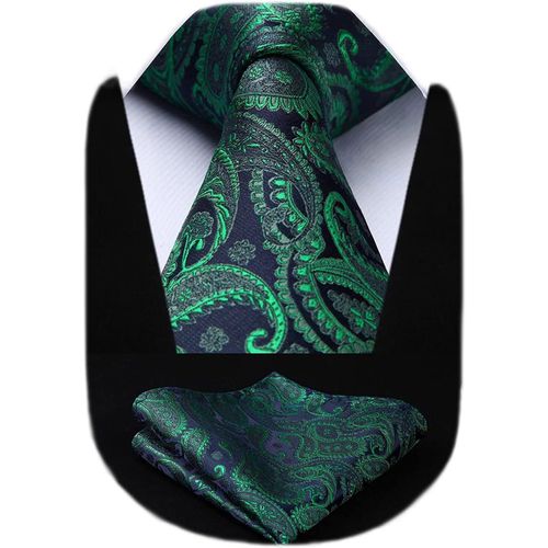Jfkjg-Ensemble Cravate Et Mouchoir À Motif Cachemire Fleuri Extra Long Pour Homme