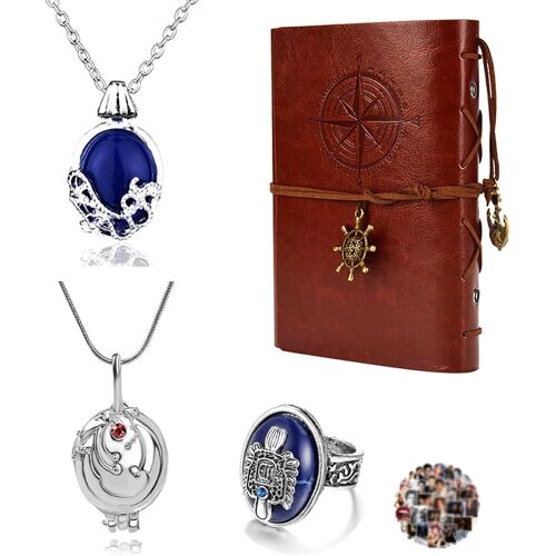 Lot De 24 Bijoux Vintage The Vampire Diar.S En Cuir Pour Écrire, Journal, Carnet De Nuit, Katherine Saphir, Cristal, Pendentif, Bague De Damon, Autocollants Du Film