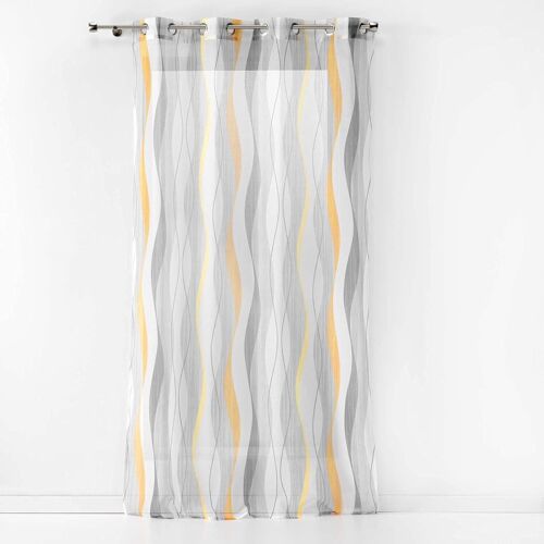 Kalanka-, Voilage À ?illets 140 X 240 Cm Voile Sablé Imprimé Ondulys Jaune/Blanc 1626862
