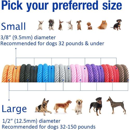 Laisse Chien Corde 0.9cm X 180cm Laisse Pour Chien En Nylon Avec Poignée Rembourrée Réfléchissant Laisse Coulissante Aux Chiot, Petits, Moyens Et Gros Chiens Bleu