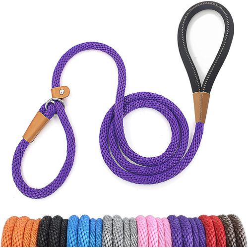 Teppc-Laisse Chien Corde 0.9cm X 180cm Laisse Pour Chien En Nylon Avec Poignée Rembourrée Réfléchissant Laisse Coulissante Aux Chiot, Petits, Moyens Et Gros Chiens Violet