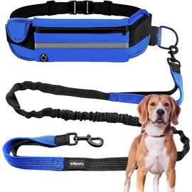 Cmjaagur-, Laisse Canicross, Main Libre Chien, Pour Ceinture, Running, Anti-Tirons, Réfléchissant, 160-220 Cm (Bleu)[M21]