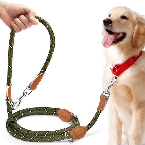 Teppc-Laisse Chien Réglable 3 M, Laisse Multifonctionnelle 3 Points Pour 2 Chien, Longe Laisse Avec Fils Réfléchissants Pour Chien De Petite À Grande Taille Pour Promenade, Dressage, Entraînement