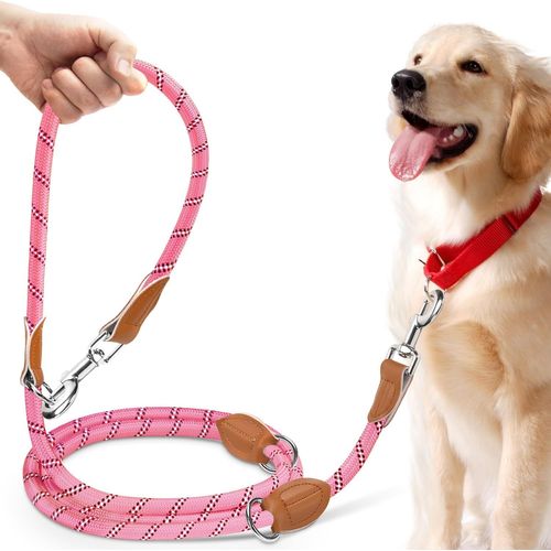 Teppc-Laisse Chien Réglable 3 M, Laisse Multifonctionnelle 3 Points Pour 2 Chien, Longe Laisse Avec Fils Réfléchissants Pour Chien De Petite À Grande Taille Pour Promenade, Dressage, Entraînement