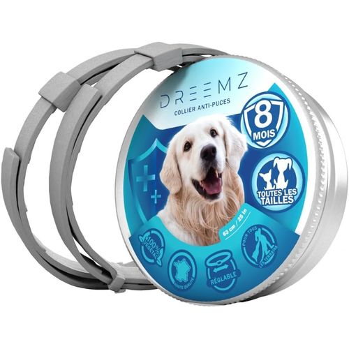 Jfkjg-® Collier Anti Puces Pour Chien - Collier Anti Puce Chien - Anti Tiques Haute Qualité - 8 Mois De Protection - 63cm Réglable Toutes Tailles - 100% Naturel - Imperméable Déperlant (2 Unités)