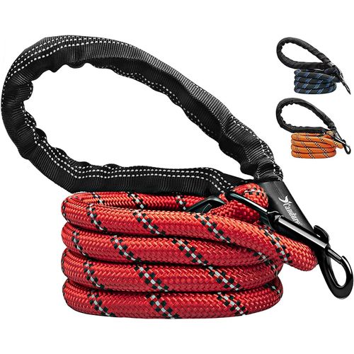 Teppc-Laisse Chien Avec Souples Poign¿¿E Rembourr¿¿E Et Antid¿¿Rapant Corde Pour Chien De Dressage Aux Chiot, Petits, Moyens Et Gros Chiens Convient Course ¿¿ Pied Jogging Et Randonn¿¿E (Rouge)